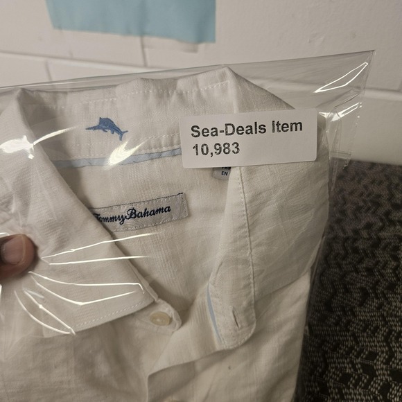 Tommy‎ Bahama Shirt Mens Medium White Button Up Short Sleeve Linen Blend Casual - Picture 5 of 6